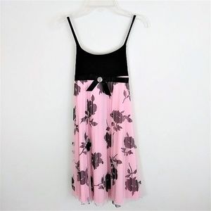 Soft pink and black flowered dress